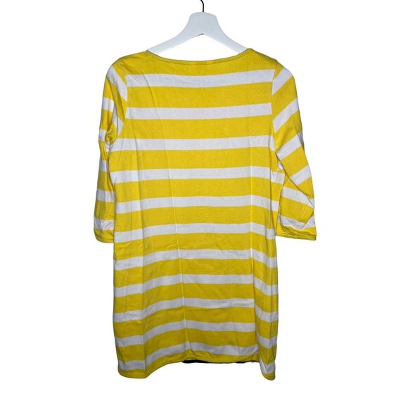 Crown & Ivy Women’s M Yellow White Stripe Tunic Top or Mini Dress Cotton 33” - Picture 9 of 12